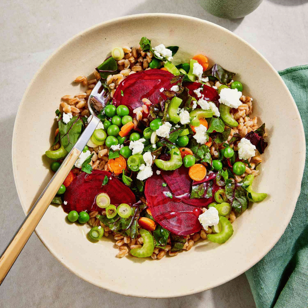 Plate of low-histamine foods supporting hormonal balance