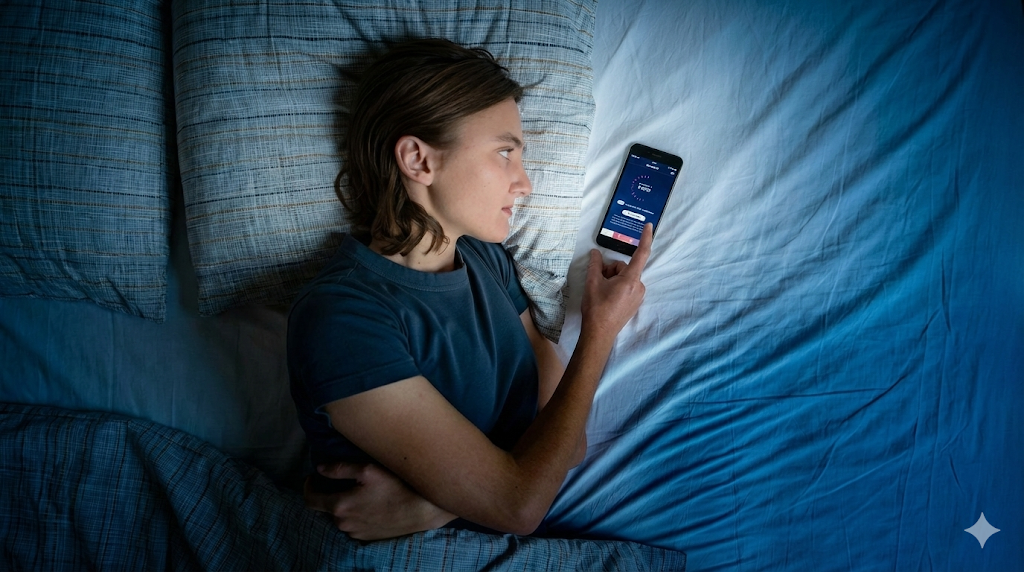Woman using an AI health app on her phone